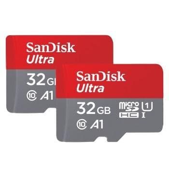 Sandisk MicroSDHC Ultra Android 32GB 120MB/s Klass 10 A1 - 2 pack