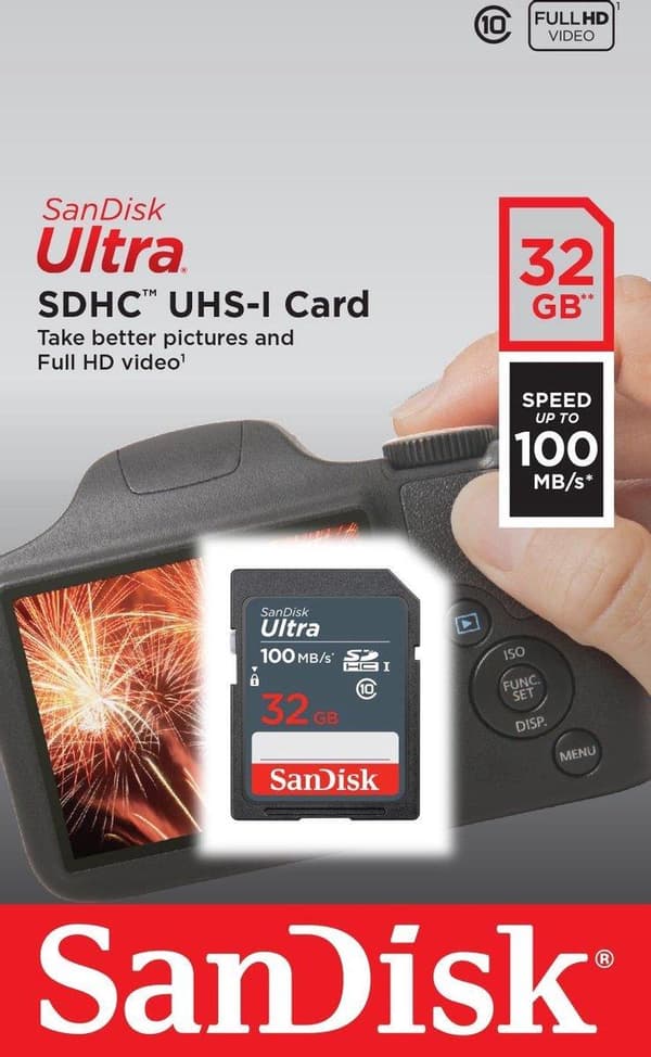 SanDisk Ultra 32GB SDHC Mem Card 100MB/s minneskort UHS-I Klass 10