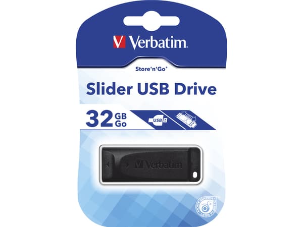 MEMORIE USB VERBATIM StoreNGo SLIDER 32GB USB 2.0 NEGRU "98697" (TIMBRU VERDE 0.03 LEI) musta