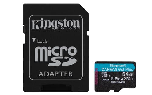 64GB MSDXC CANVAS GO PLUS 170R/A2 U3 V30 CARD + ADAPTER