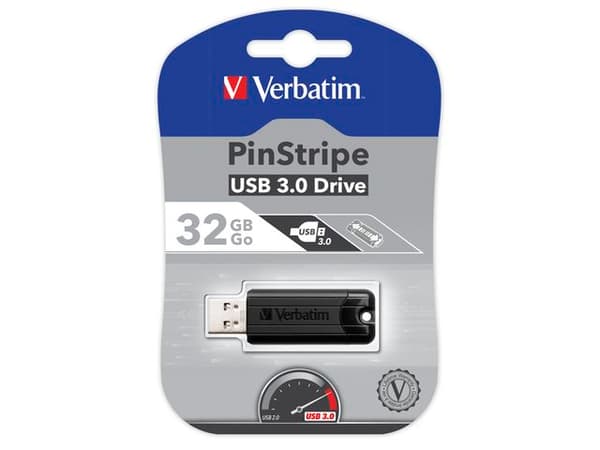 MEMORIE USB VERBATIM PINSTRIPE 32GB USB 3.0 NEGRU "49317" (TIMBRU VERDE 0.03 LEI) Sort
