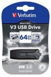Verbatim 64GB StoreNGo* V3, Black, USB 3.0* Sort, Grå