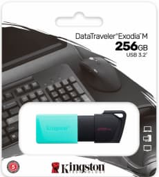 Kingston 256GB USB3.2 Gen1 DataTraveler Exodia M (Black + Teal) Sort, Turkis