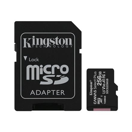 Kingston Technology 256GB micSDXC Canvas Select Plus 100R A1 C10 Card + ADP