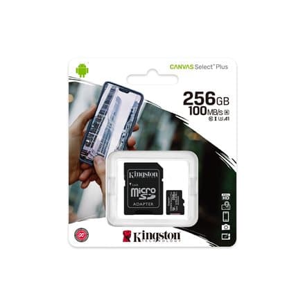 Kingston Technology 256GB micSDXC Canvas Select Plus 100R A1 C10 Card + ADP
