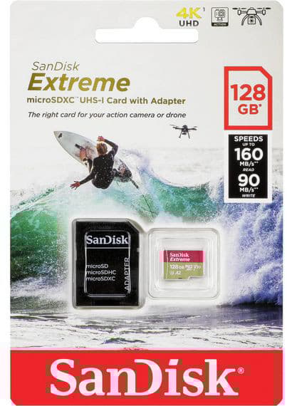 SanDisk Extreme 128 GB MicroSDXC UHS-I Class 10 + adapter