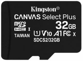 CARD MicroSD KINGSTON, 32 GB, microSDHC, clasa 10, standard UHS-I U1, "SDCS2/32GBSP" (timbru verde 0.03 lei)