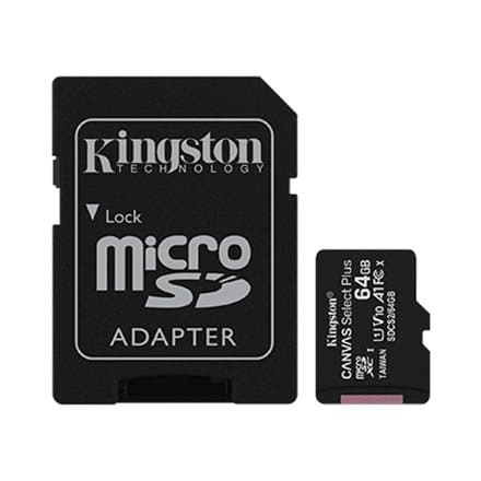 Kingston Technology 64GB micSDXC Canvas Select Plus 100R A1 C10 Card + ADP