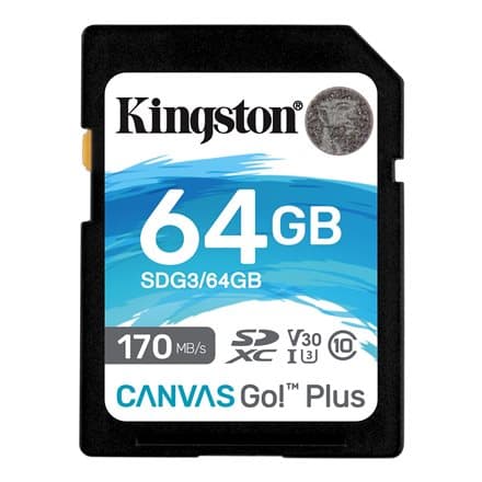 Kingston 64GB SDXC Canvas Go Plus 170R C10 UHS-I U3 V30