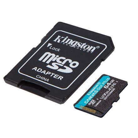 Kingston 64GB microSDXC Canvas Go Plus 170R A2 U3 V30 Card + ADP