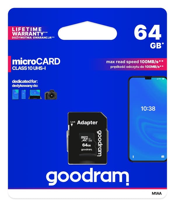 Goodram M1AA-0640R12 minneskort 64 GB MicroSDXC Class 10 UHS-I