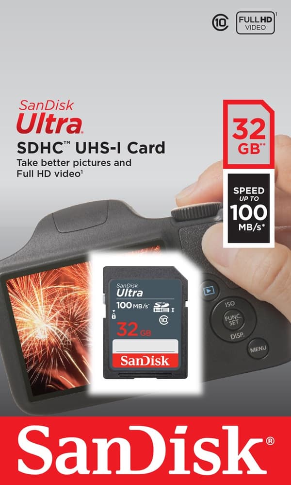 SanDisk Ultra 32GB SDHC Mem Card 100MB/s minneskort UHS-I Klass 10