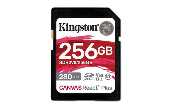 Kingston Technology 256GB Canvas React Plus SDXC UHS-II 280R/150W U3 V60 för Full HD/4K