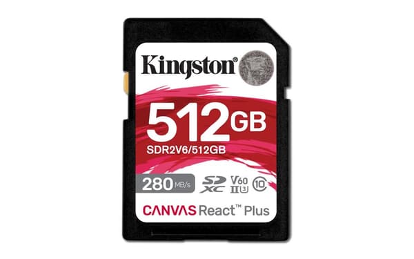 Kingston Technology 512GB Canvas React Plus SDXC UHS-II 280R/150W U3 V60 Full HD/4K