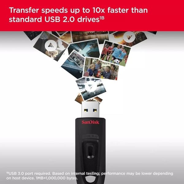 SanDisk 64GB Ultra USB Flash Drive USB 3.0 op til 130MB/s læse, sort
