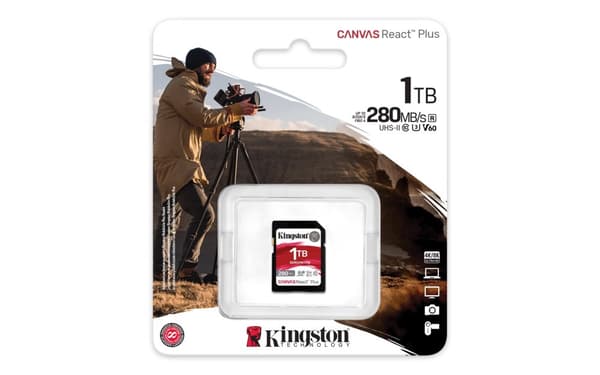 Kingston Technology 1TB Canvas React Plus SDXC UHS-II 280R/150W U3 V60 til Full HD/4K