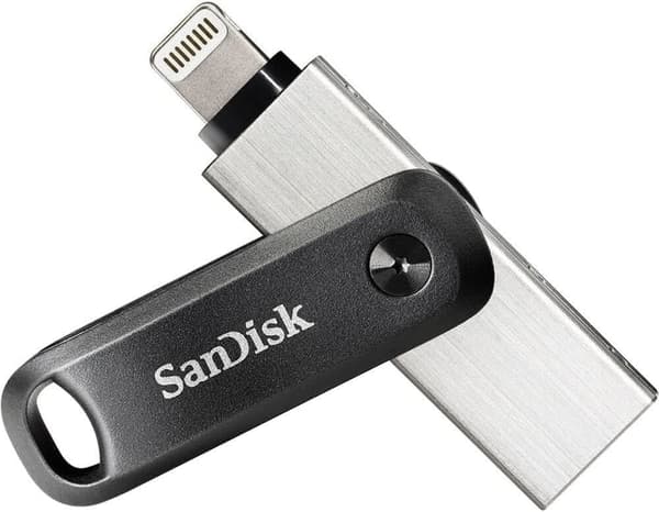 SanDisk 64 GB iXpand Flash Drive Go, med Lightning- och USB 3.0-kontakter Svart, Silver