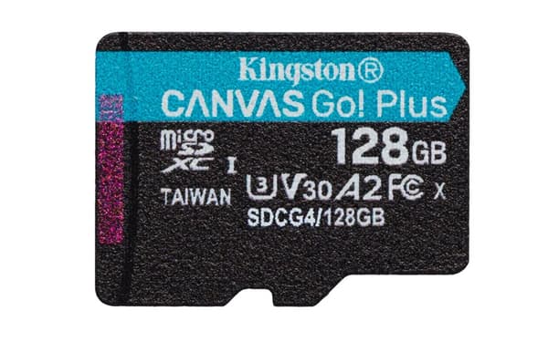 Kingston Technology 128GB microSDXC Canvas Go Plus Gen4 200MB/s A2 U3 V30-kort + adapter
