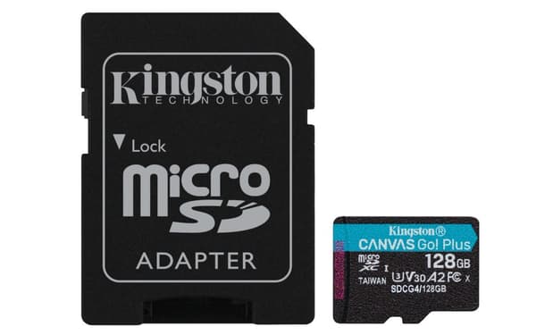 Kingston Technology 128GB microSDXC Canvas Go Plus Gen4 200MB/s A2 U3 V30-kort + adapter