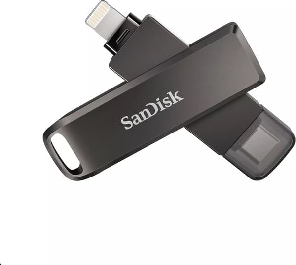 SanDisk iXpand Flash Drive Luxe 128 GB med Lightning och USB-C för iPad, iPhone och Android Svart