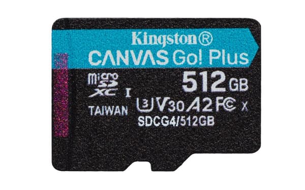 Kingston Technology 512GB microSDXC Canvas Go Plus Gen4 200R A2 U3 enkeltpakke uden ADP