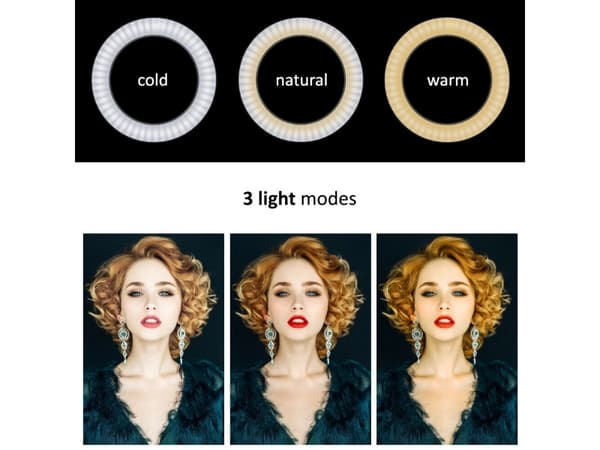 Maclean Ring Light 10'' LED 12W stativ 1.1m Maclean MCE610 självutlösare, bluetooth, färgbyte av ljuset, ändring av ljusstyrkan