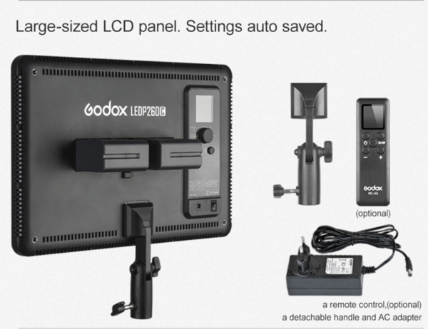 Godox LEDP260C, 30 W, LED, Musta, Valkoinen, 1 kpl, 920 g