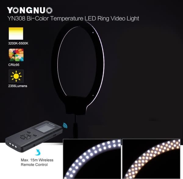 Yongnuo LED rengasvalo YN308 - WB (3200 K - 5500 K)