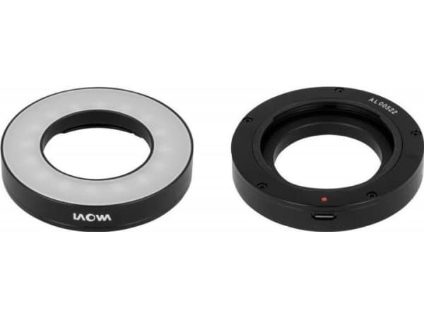 Yongnuo LED Venus Optics rengasvalo Laowa 25mm f/2.8 Ultra Macro -objektiiville