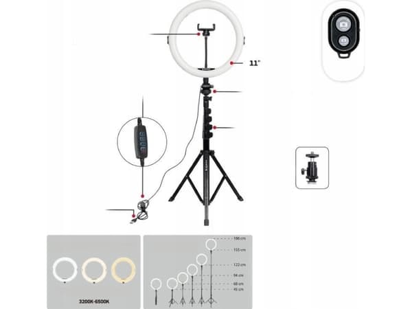 Ring lamp AgfaPhoto AGFA ARL11XL LED RING Lamp Ring 11 + Tripod + Remote control