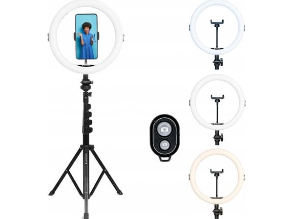 Ringlampe AgfaPhoto AGFA ARL11XL LED RING Lampe Ring 11 + stativ + fjernkontroll-