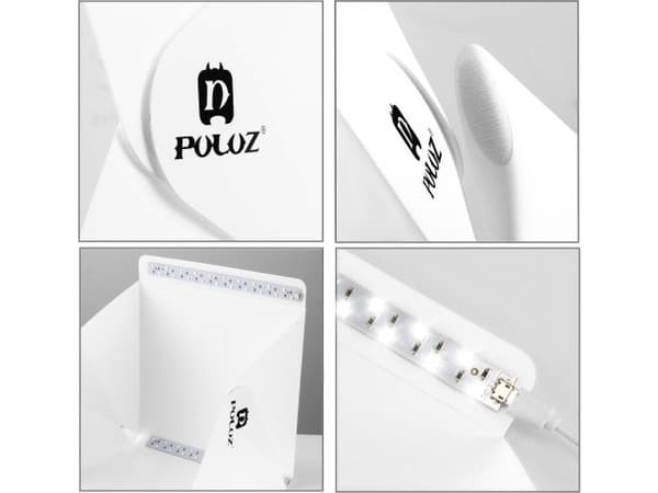 Puluz skuggfritt tält 22x23x24cm + 2x led-lampor + 2x bakgrunder