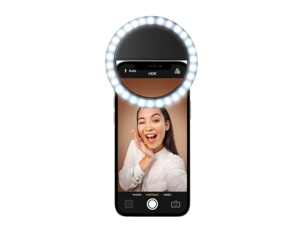 < 50 cm (alle Seiten) - Kleingeräte B2C> Cellularline Universal Selfie Light Ring - LED rengasvalo säädettävällä kirkkaudella - ihanteellinen videoid