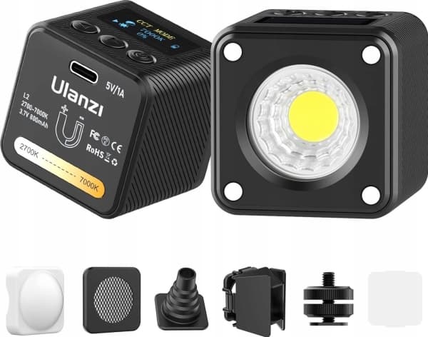 Ulanzi Studiolampe Led-lampe med magnettråd 1/4"" Iso-fot + diffusor / porter / strøm / honeycomb / Ulanzi L2 / L2 Bi Color Cob