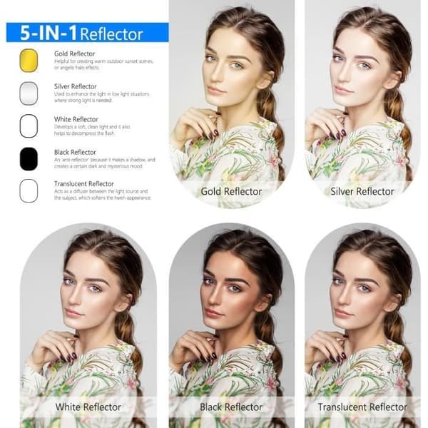 Neewer Professionell Fällbar Multi-skivor Ljusreflektor 80 x 120 cm