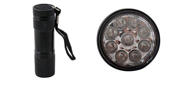 9x UV LED - Smidig & Lille UV Lommelygte