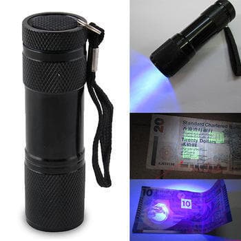 9x UV LED - Smidig & Lille UV Lommelygte