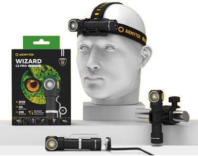 Armytek Wizard C2 Pro magnet USB. Gavesett med batteri og lader med mer.