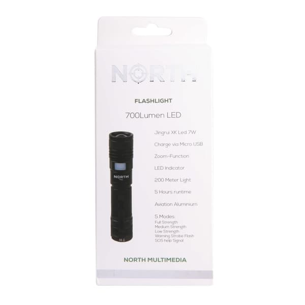 NORTH Lommelygte 700 Lumen Zoom Sort Aviation Aluminium 7W