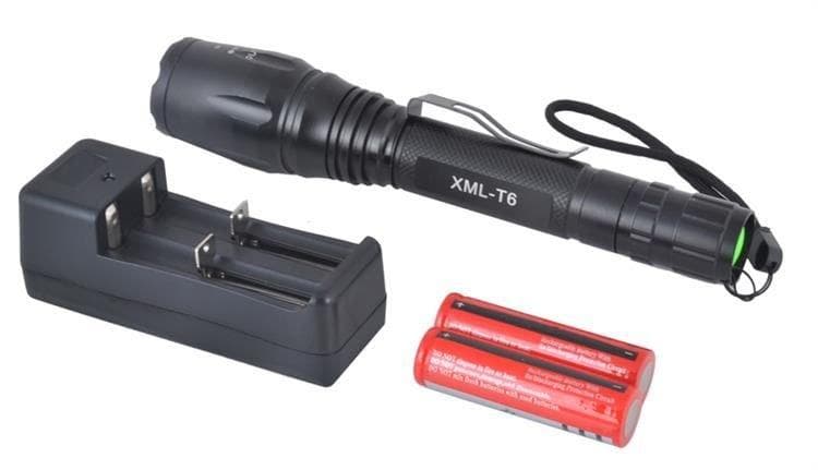 Ficklampa LED Cree XML-T6 + 2 batterier + Laddare