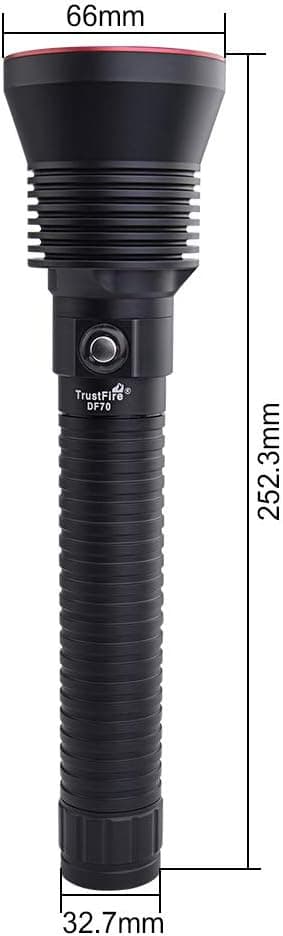 Vattentät LED-Dyk-ficklampa / Dykarlampa, DF70, XPH70 LED, 3200 Lumen, 70m, Vattentät