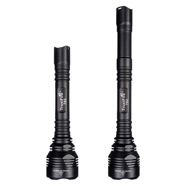 Trustfire T62 Taktisk Ficklampa, Militärklass, 3600 Lumen, Set med Laddare, Uppladdningsbara Batterier, Fäste, Fjärrkontroll