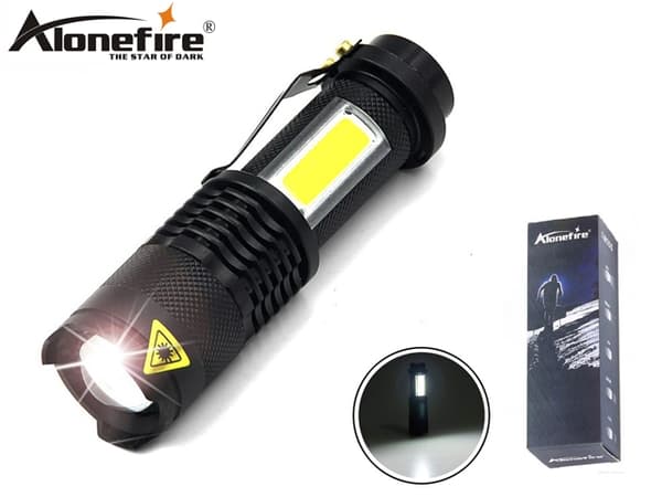Led ficklampa 3W XP-E Q5 led 300 Lumen + COB + Zoom