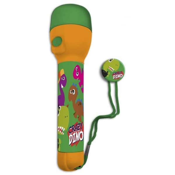Crazy Dino junior ficklampa 17 cm orange/grön