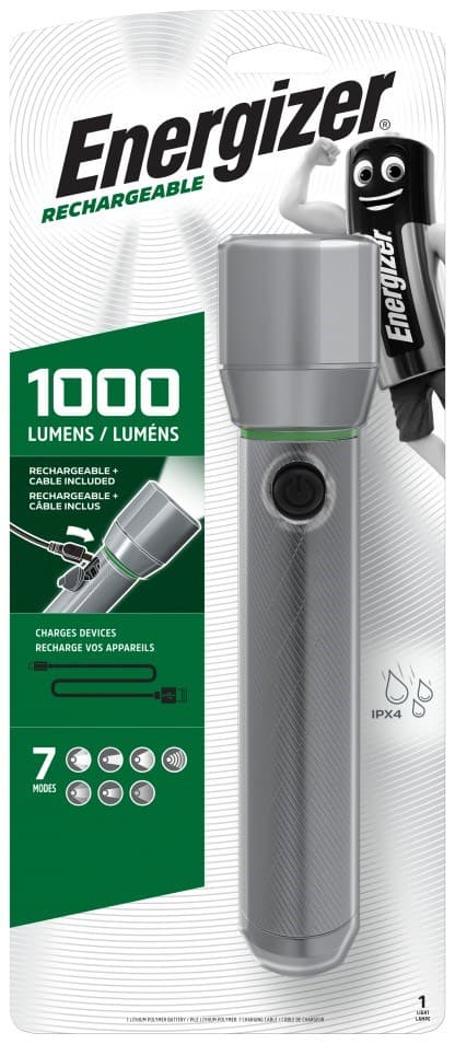 Energizer Metal Vision HD Genopladelig LED håndholdt lommelygte 1000 LM, USB-opladning