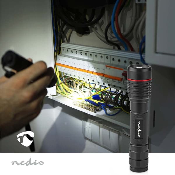 Nedis LED Taskulamppu | Paristokäyttöinen | 3.7 V DC | 10 W | N/A | Paristot sisältyvät | Ladattava | Nimellisvaloteho: 1000 lm | Valoalue: 200 m | Sä