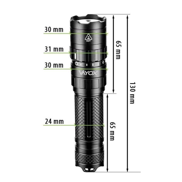 Genopladelig LED-lygte 1500lm VA0077 VAYOX