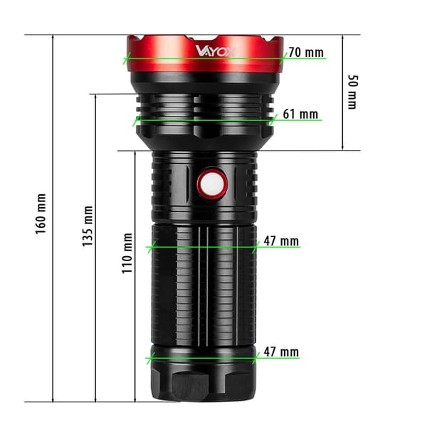 Taktisk ficklampa 20W 2000lm Pro Series VA0110 Vayox