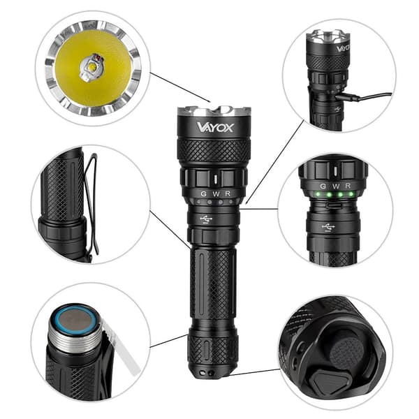 Taktisk ficklampa med 3 färger SST40 1500lm Pro Series VA0099 Vayox