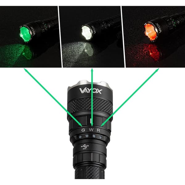 Taktisk ficklampa med 3 färger SST40 1500lm Pro Series VA0099 Vayox